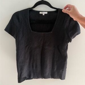 Madewell black knit short sleeve with square neck